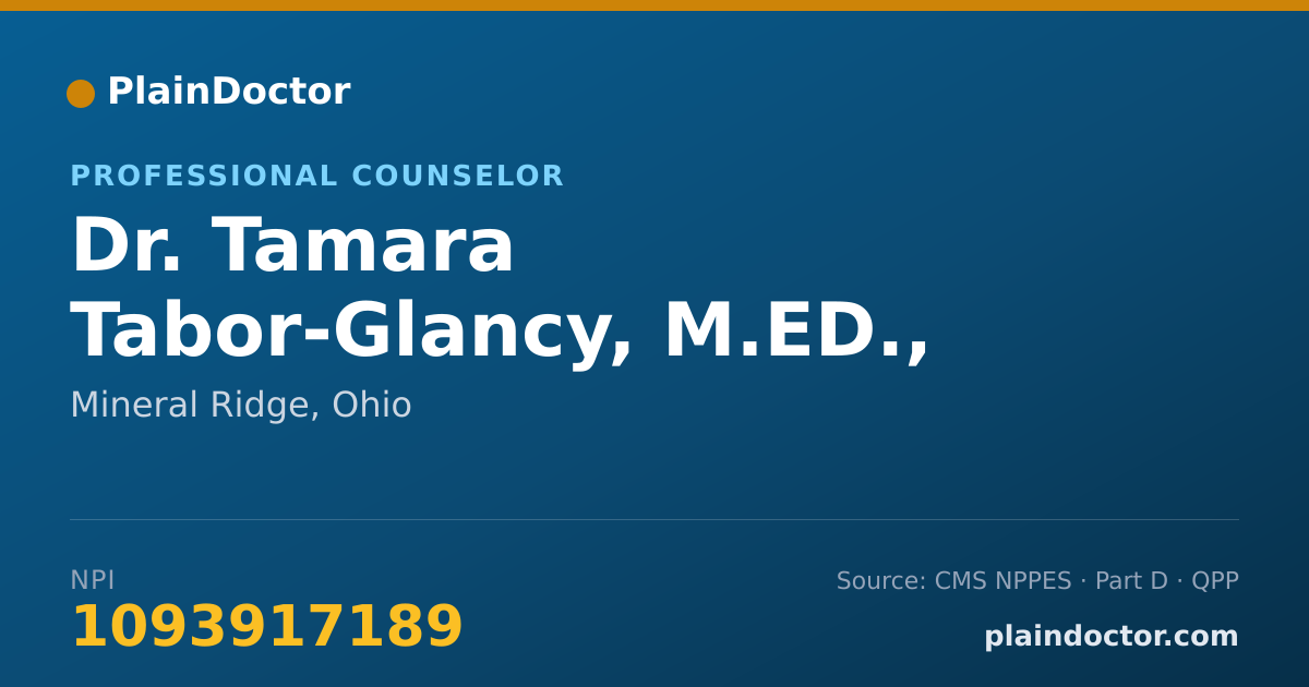 Shareable card for Tamara Tabor-Glancy, M.ED., CRC, LPC - Professional Counselor, Mineral Ridge, OH