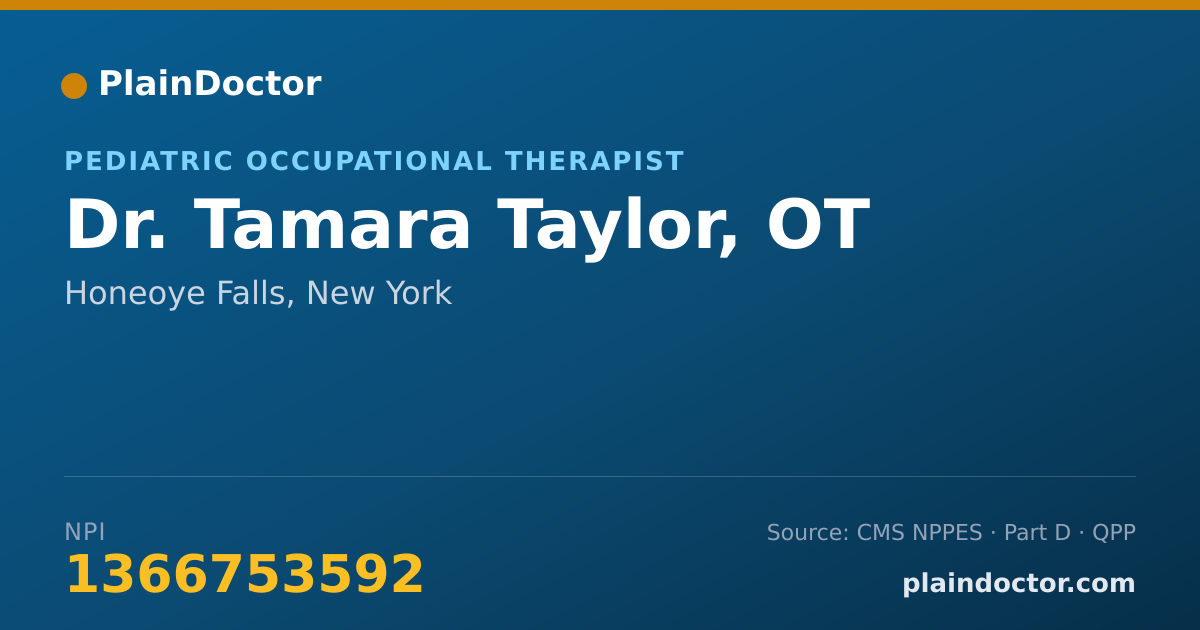 Shareable card for Tamara Taylor, OT - Pediatric Occupational Therapist, Honeoye Falls, NY