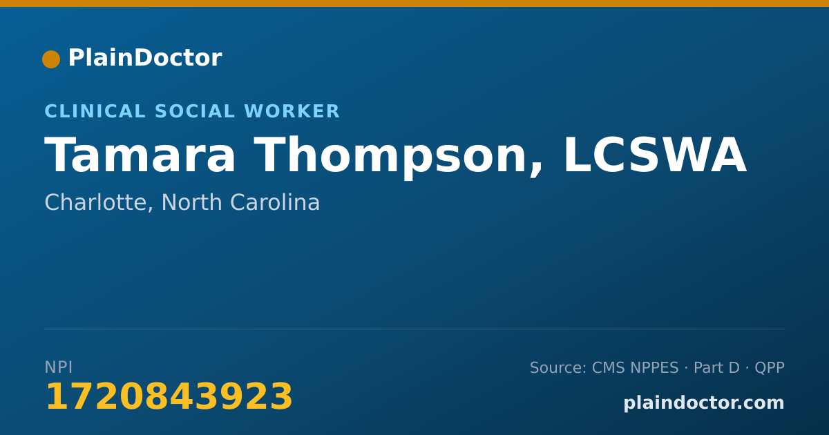 Shareable card for Tamara Thompson, LCSWA - Clinical Social Worker, Charlotte, NC