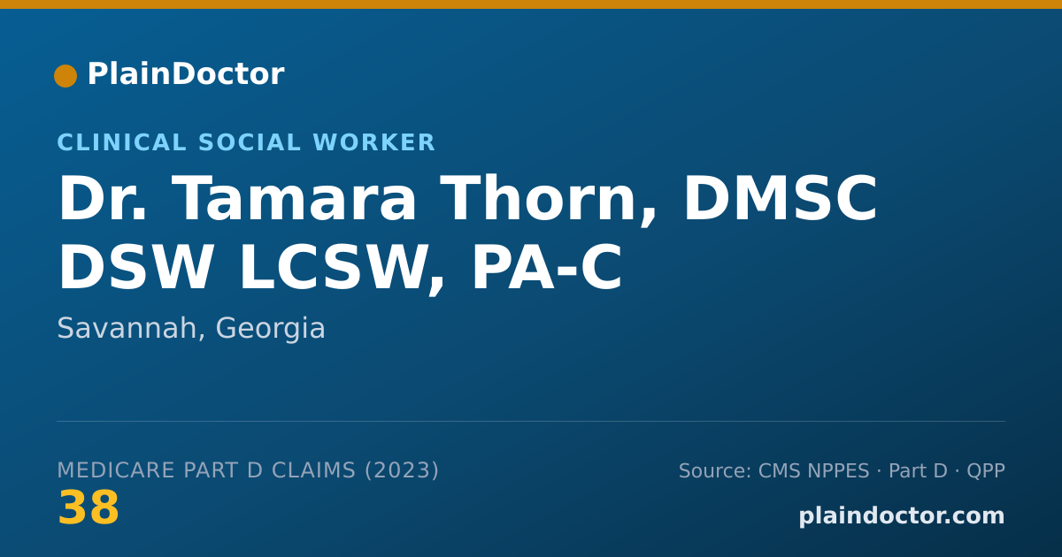 Shareable card for Tamara Thorn, DMSC DSW  LCSW, PA-C - Clinical Social Worker, Savannah, GA