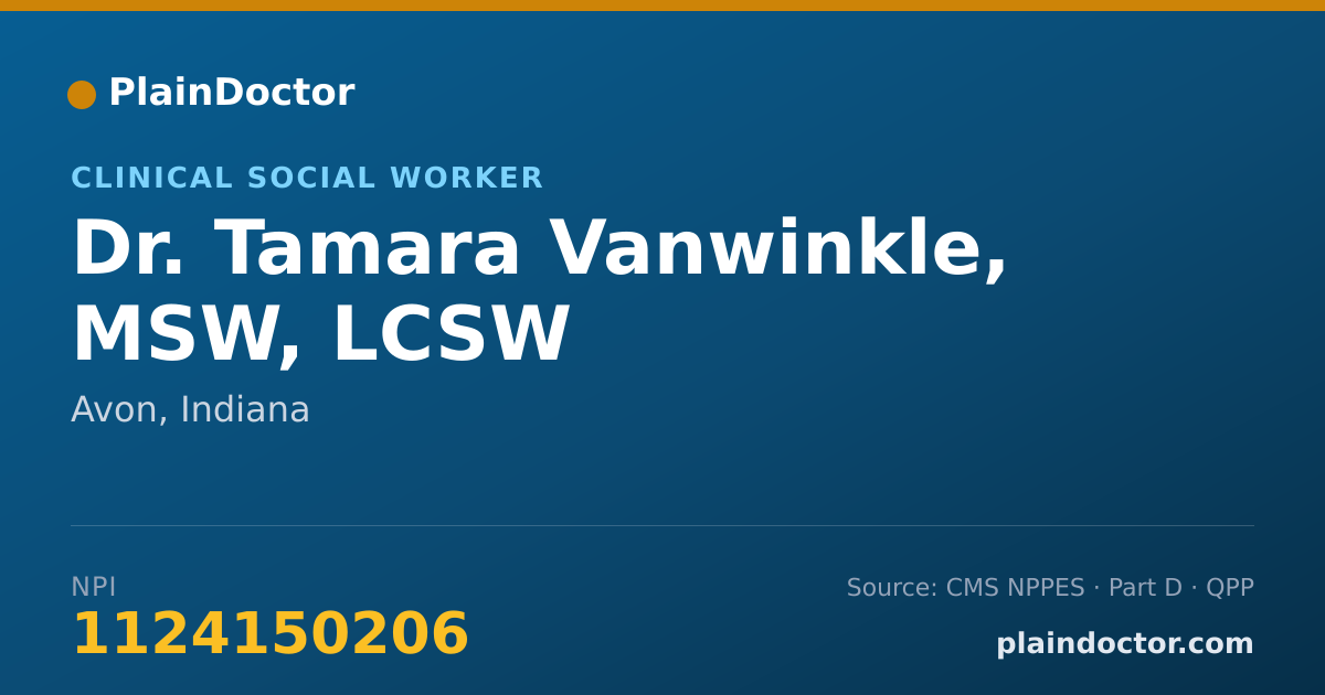 Shareable card for Tamara Vanwinkle, MSW, LCSW - Clinical Social Worker, Avon, IN