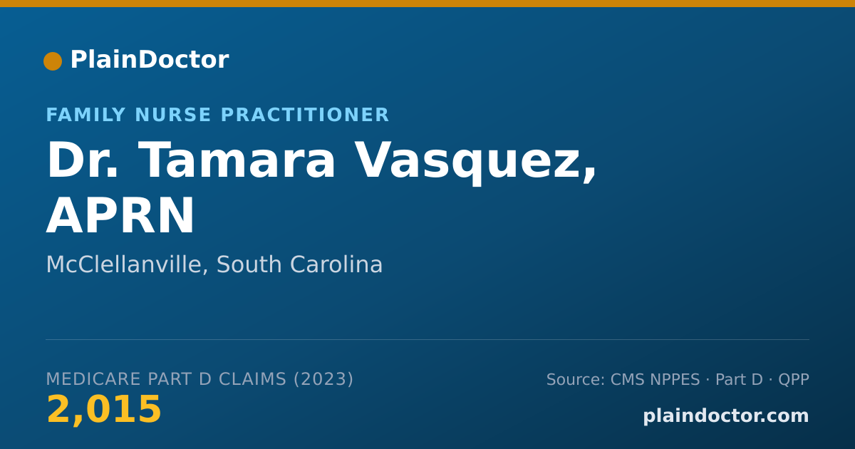 Shareable card for Tamara Vasquez, APRN - Family Nurse Practitioner, McClellanville, SC