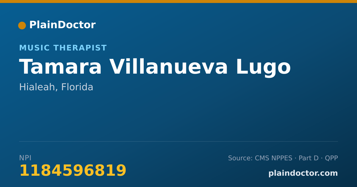 Shareable card for Tamara Villanueva Lugo - Music Therapist, Hialeah, FL