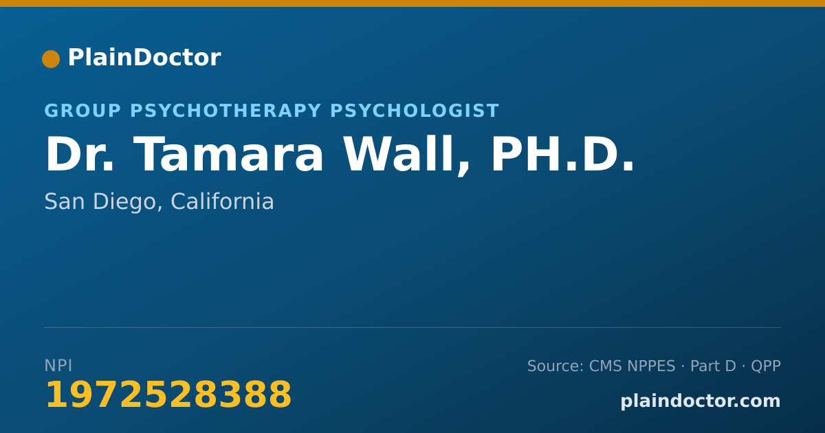 Shareable card for Tamara Wall, PH.D. - Addiction (Substance Use Disorder) Psychologist, San Diego, CA