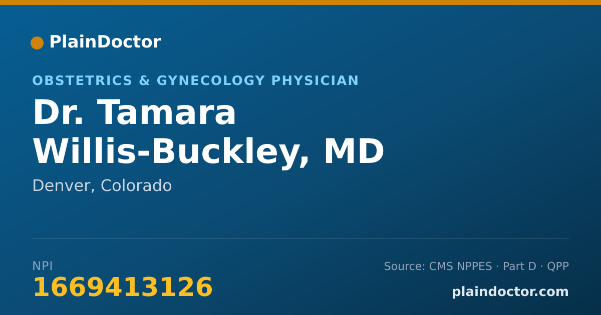 Shareable card for Tamara Willis-Buckley, MD - Obstetrics & Gynecology Physician, Denver, CO