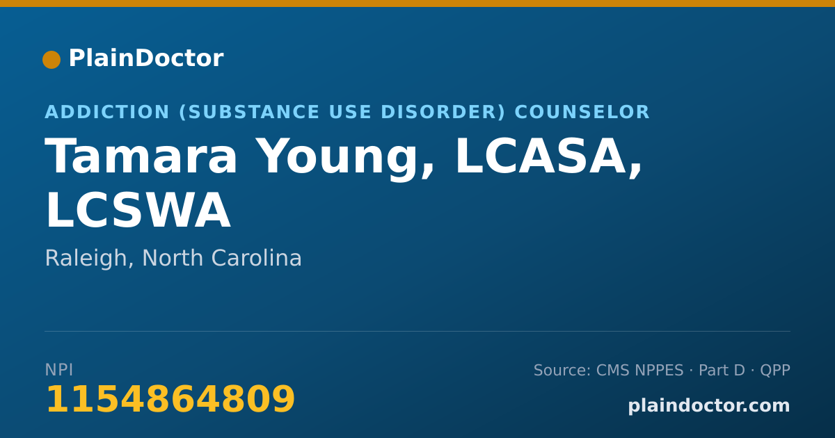 Shareable card for Tamara Young, LCASA, LCSWA - Addiction (Substance Use Disorder) Counselor, Raleigh, NC