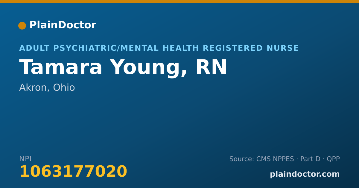 Shareable card for Tamara Young, RN - Adult Psychiatric/Mental Health Registered Nurse, Akron, OH