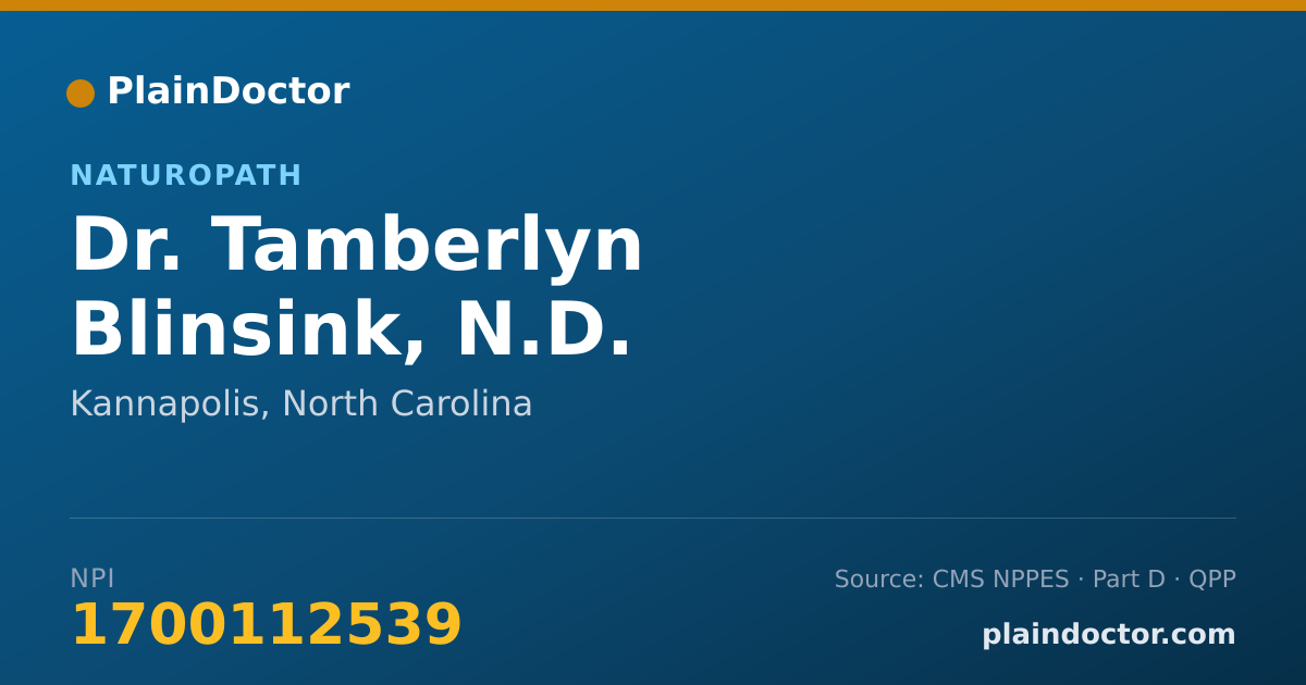 Shareable card for Tamberlyn Blinsink, N.D. - Naturopath, Kannapolis, NC