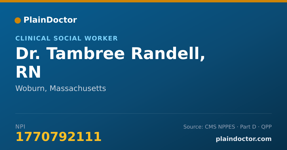 Shareable card for Tambree Randell, RN - Clinical Social Worker, Woburn, MA
