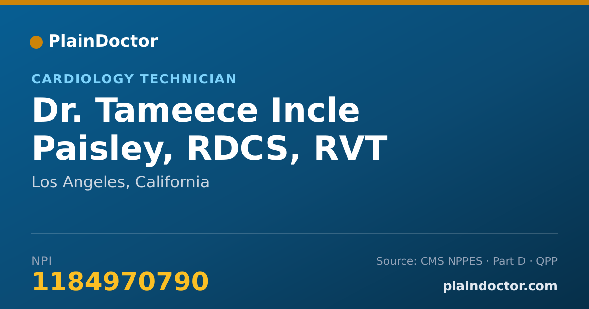 Shareable card for Tameece Incle Paisley, RDCS, RVT - Cardiology Technician, Los Angeles, CA