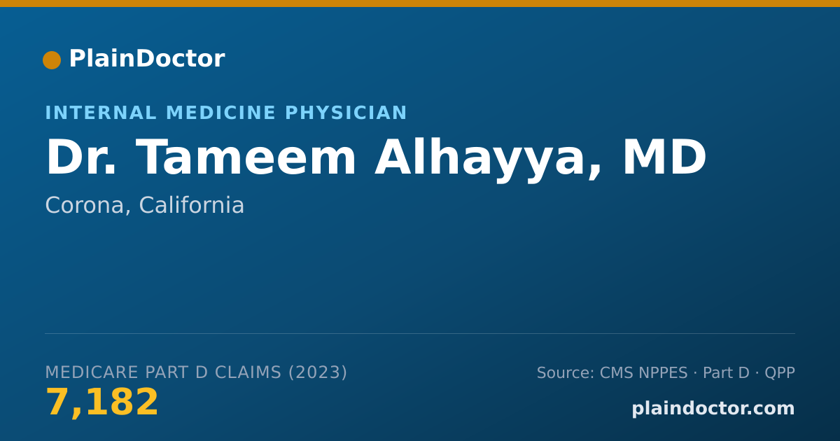 Shareable card for Tameem Alhayya, MD - Internal Medicine Physician, Corona, CA