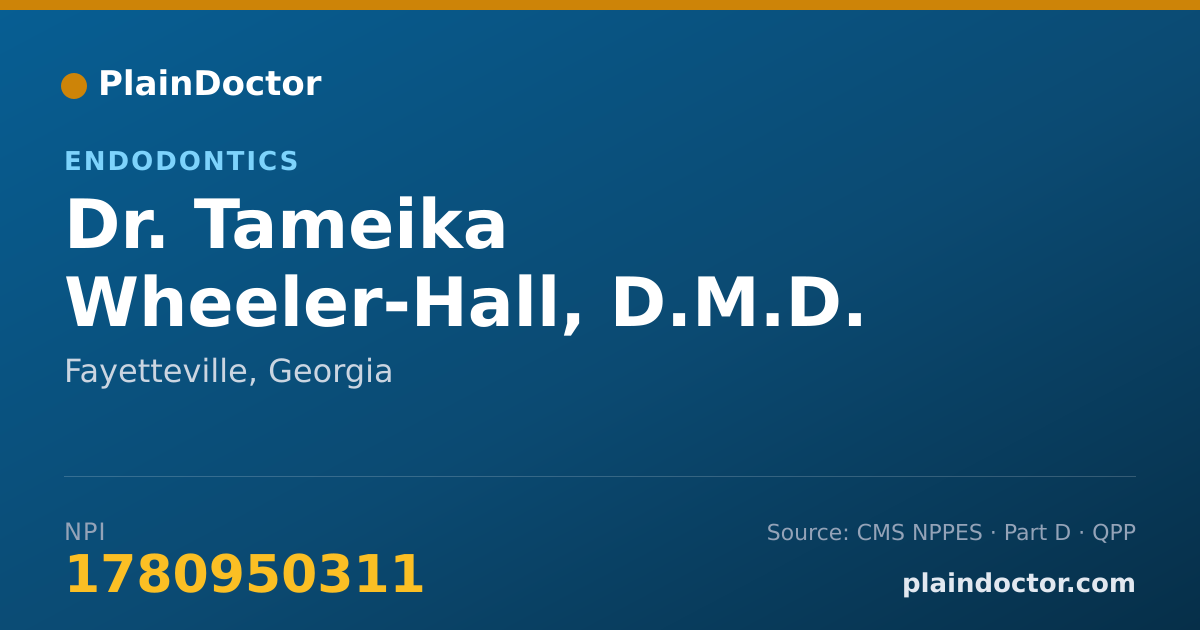 Shareable card for Tameika Wheeler-Hall, D.M.D. - Endodontics, Fayetteville, GA