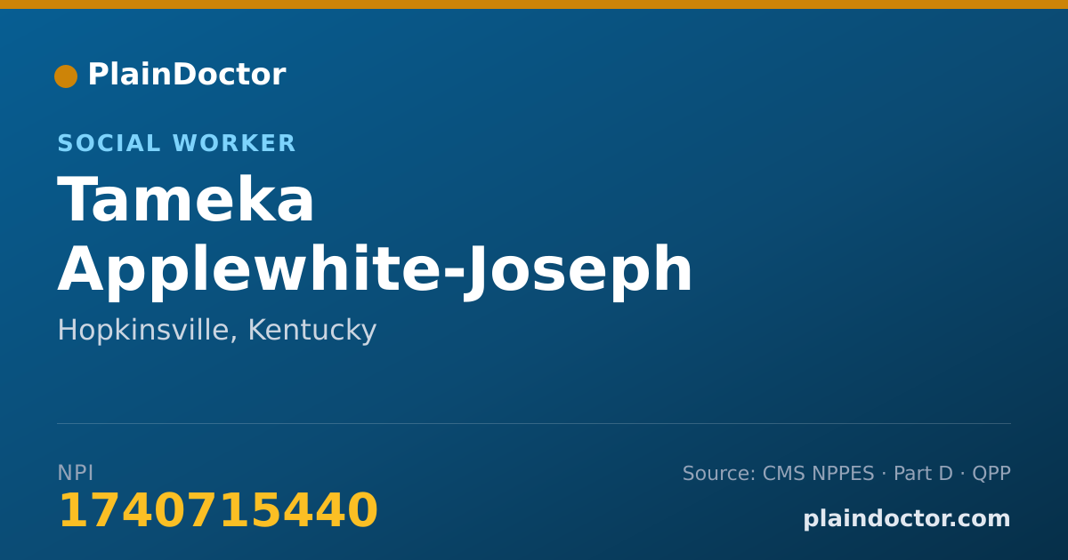 Shareable card for Tameka Applewhite-Joseph - Social Worker, Hopkinsville, KY