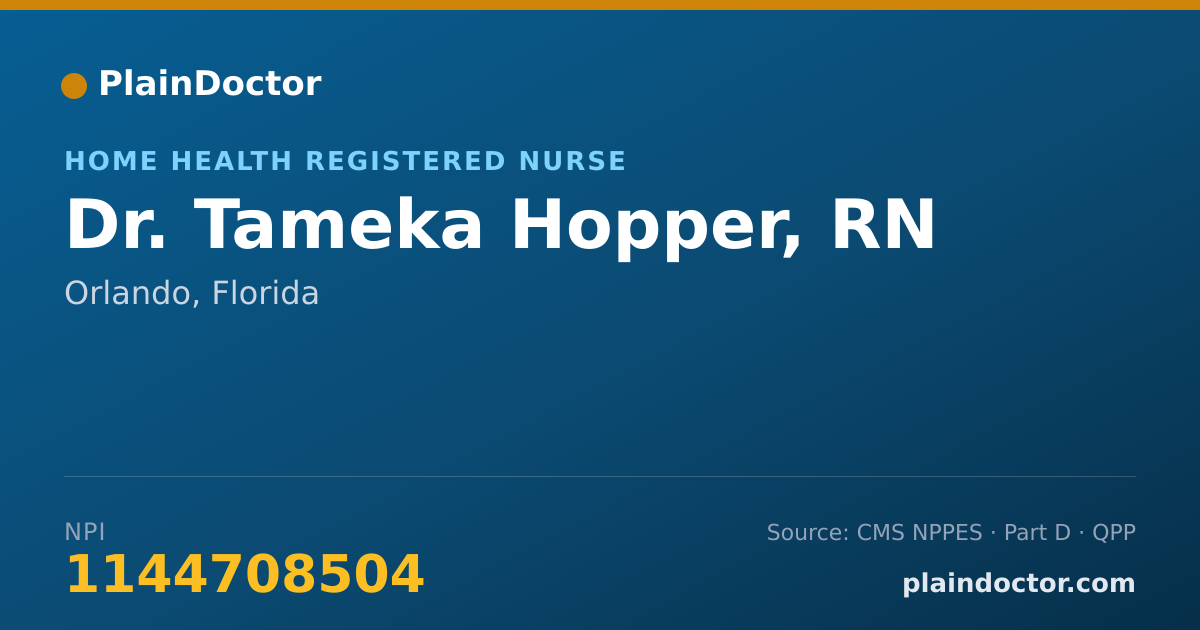 Shareable card for Tameka Hopper, RN - Home Health Registered Nurse, Orlando, FL