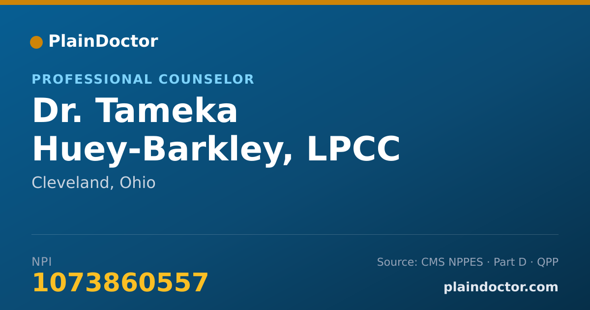 Shareable card for Tameka Huey-Barkley, LPCC - Professional Counselor, Cleveland, OH