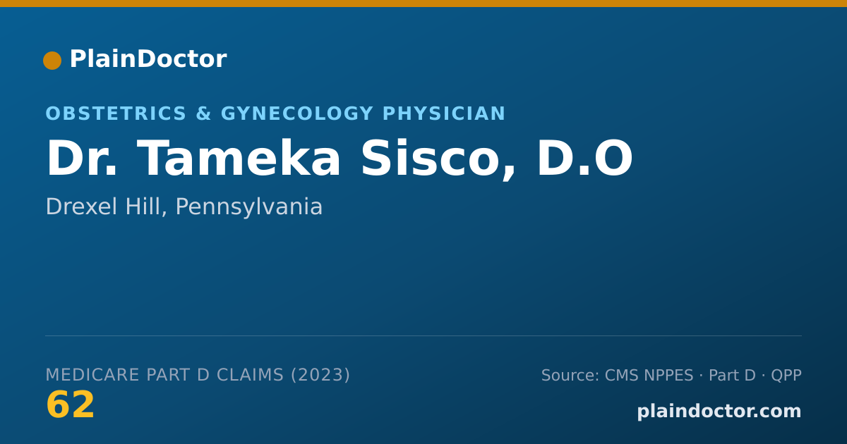 Shareable card for Tameka Sisco, D.O - Obstetrics & Gynecology Physician, Drexel Hill, PA