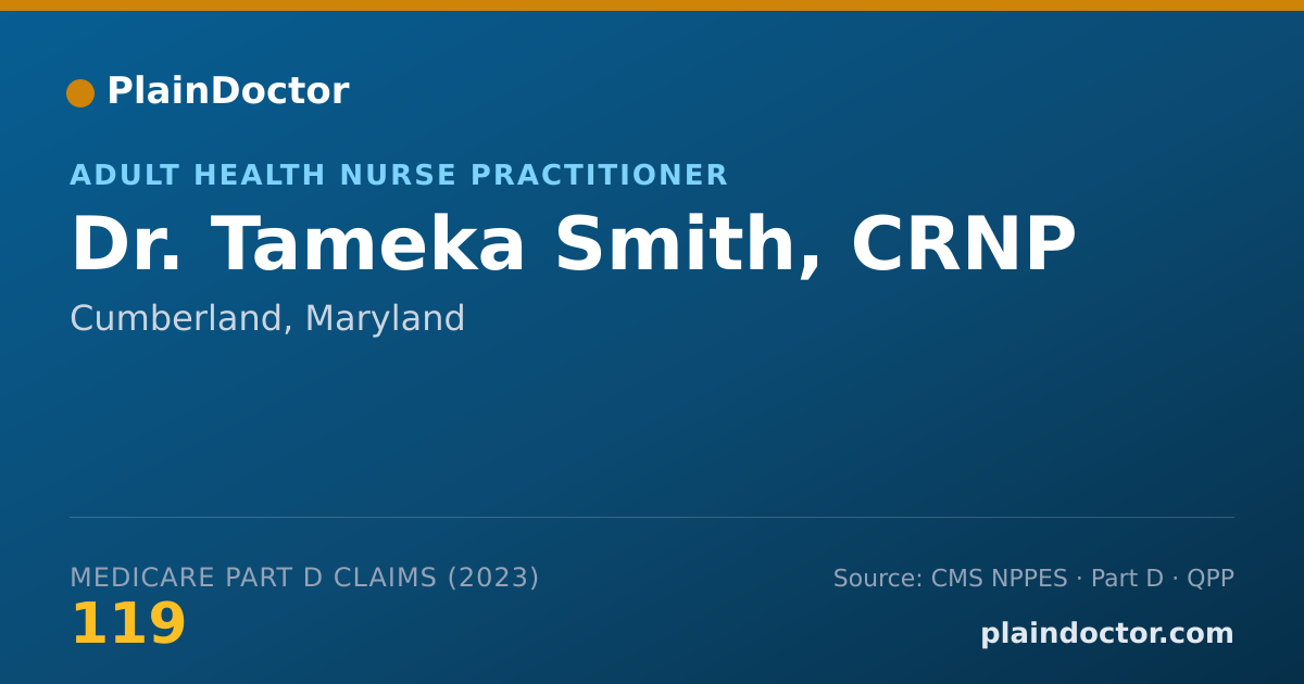 Shareable card for Tameka Smith, CRNP - Adult Health Nurse Practitioner, Cumberland, MD