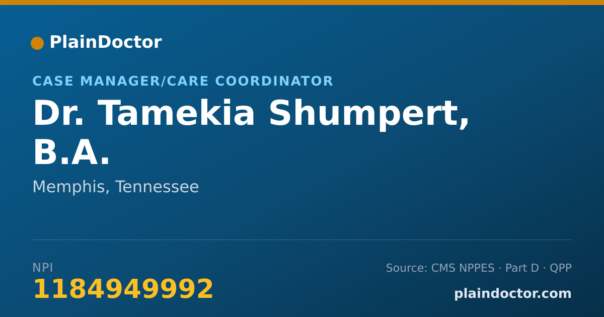 Shareable card for Tamekia Shumpert, B.A. - Case Manager/Care Coordinator, Memphis, TN