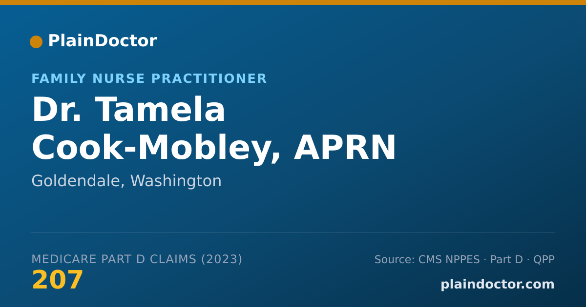 Shareable card for Tamela Cook-Mobley, APRN - Family Nurse Practitioner, Goldendale, WA