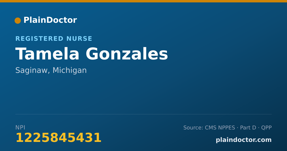 Shareable card for Tamela Gonzales - Registered Nurse, Saginaw, MI