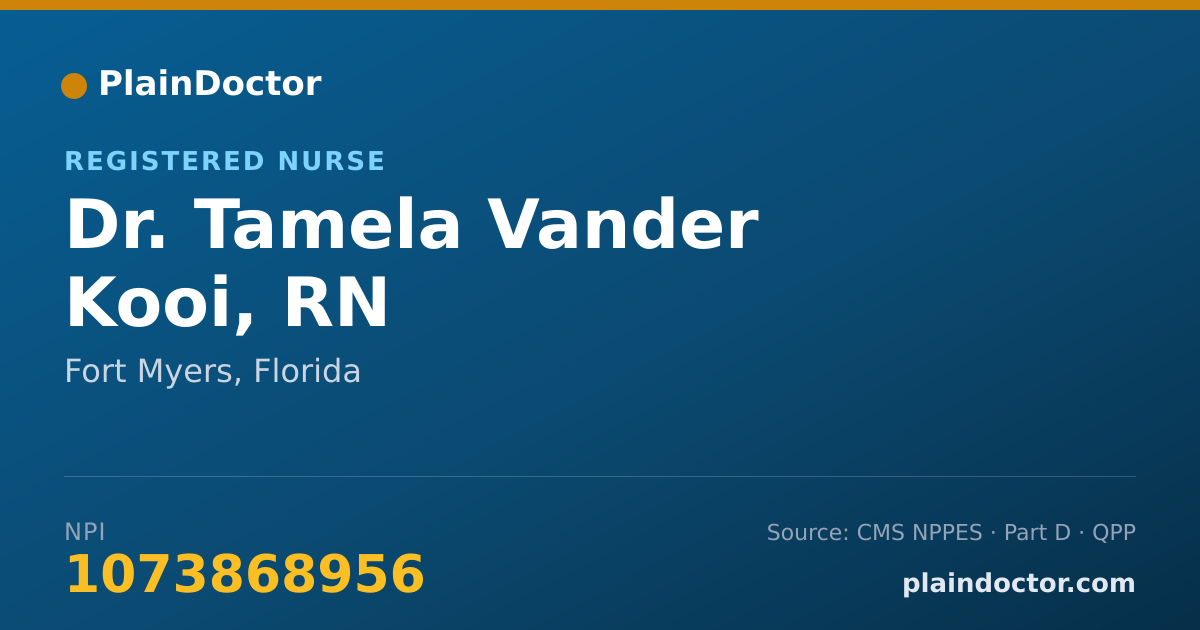 Shareable card for Tamela Vander Kooi, RN - Registered Nurse, Fort Myers, FL