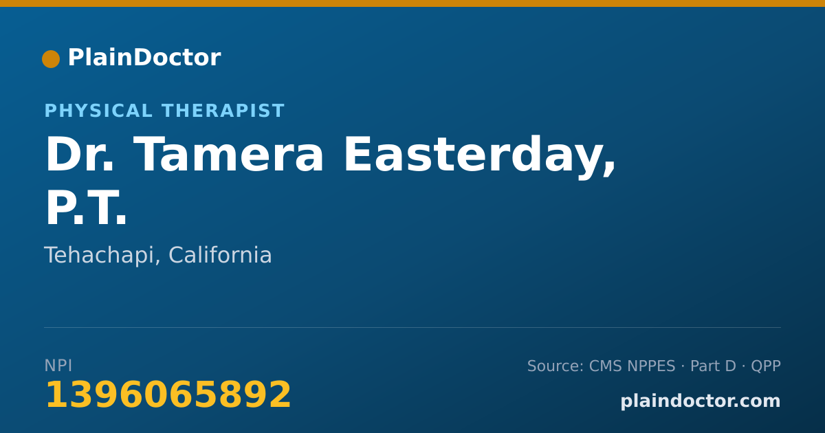 Shareable card for Tamera Easterday, P.T. - Physical Therapist, Tehachapi, CA