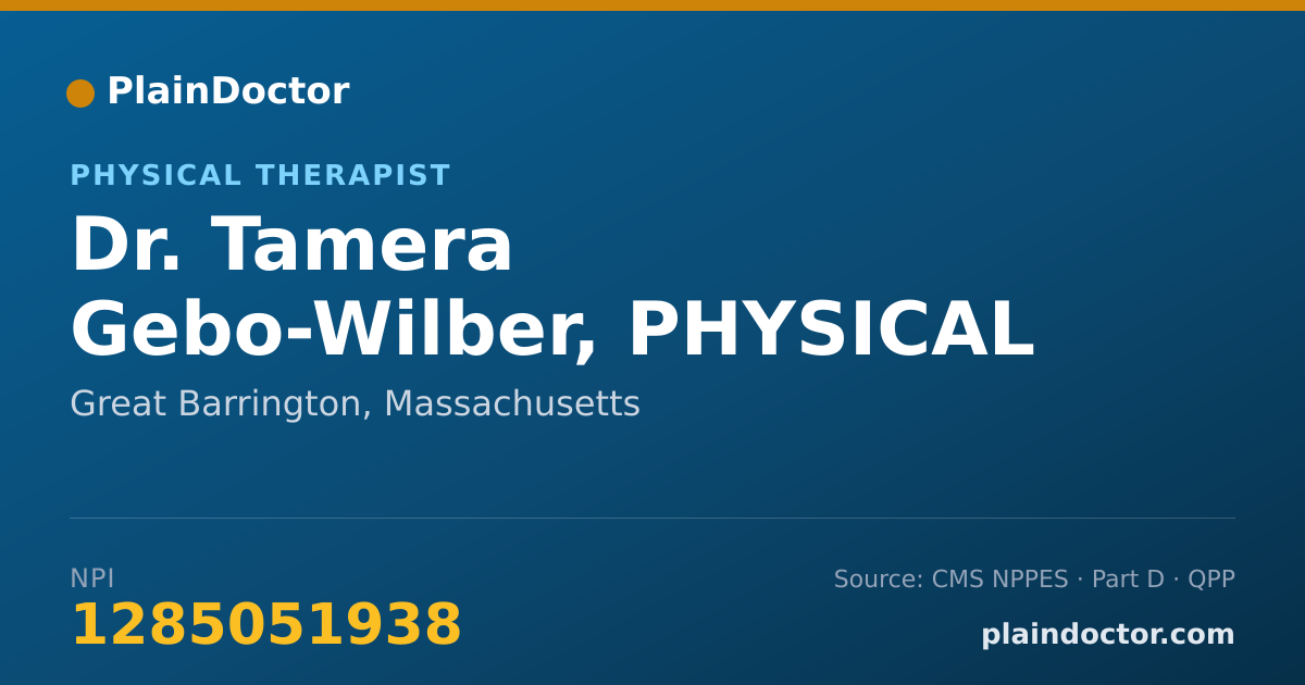 Shareable card for Tamera Gebo-Wilber, PHYSICAL THERAPIST - Physical Therapist, Great Barrington, MA