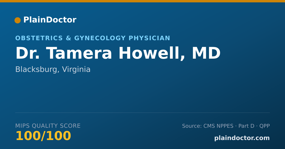 Shareable card for Tamera Howell, MD - Obstetrics & Gynecology Physician, Blacksburg, VA