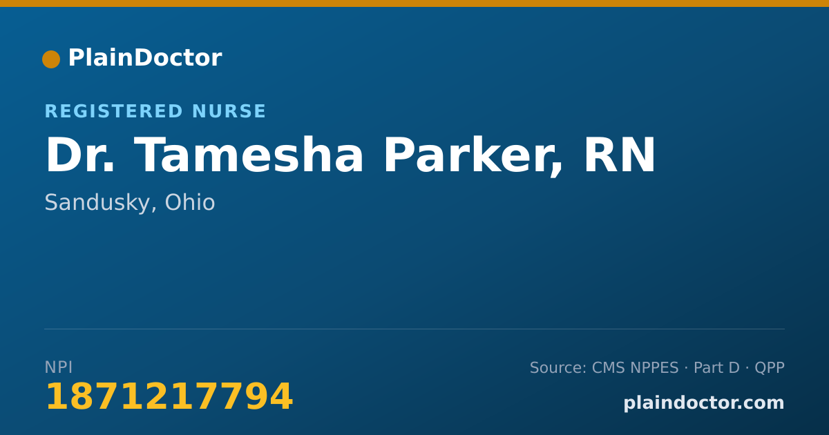 Shareable card for Tamesha Parker, RN - Registered Nurse, Sandusky, OH