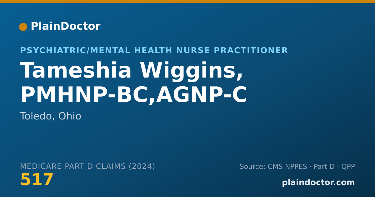 Shareable card for Tameshia Wiggins, PMHNP-BC,AGNP-C - Psychiatric/Mental Health Nurse Practitioner, Toledo, OH