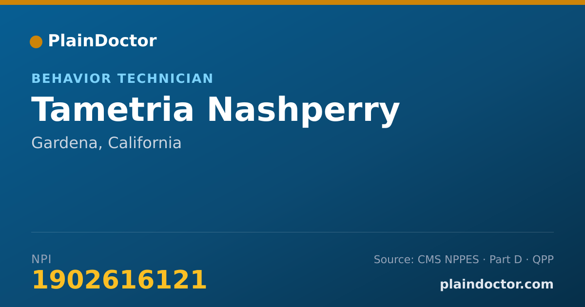 Shareable card for Tametria Nashperry - Behavior Technician, Gardena, CA
