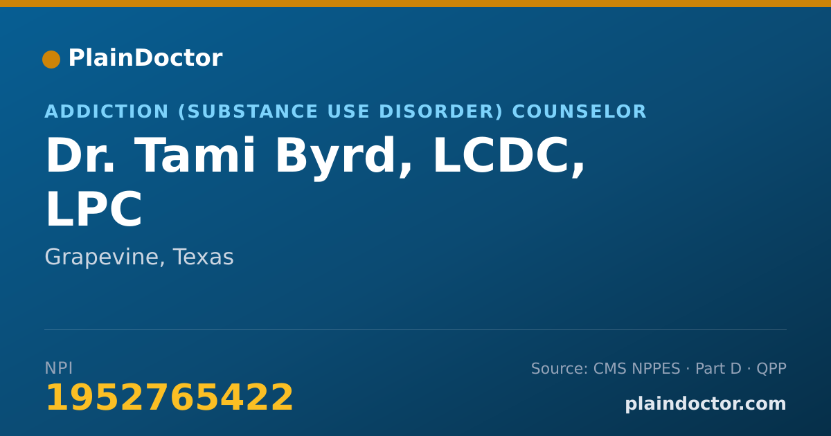 Shareable card for Tami Byrd, LCDC, LPC - Addiction (Substance Use Disorder) Counselor, Grapevine, TX