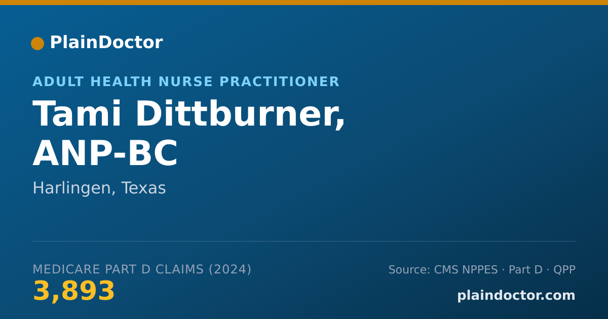 Shareable card for Tami Dittburner, ANP-BC - Adult Health Nurse Practitioner, Harlingen, TX
