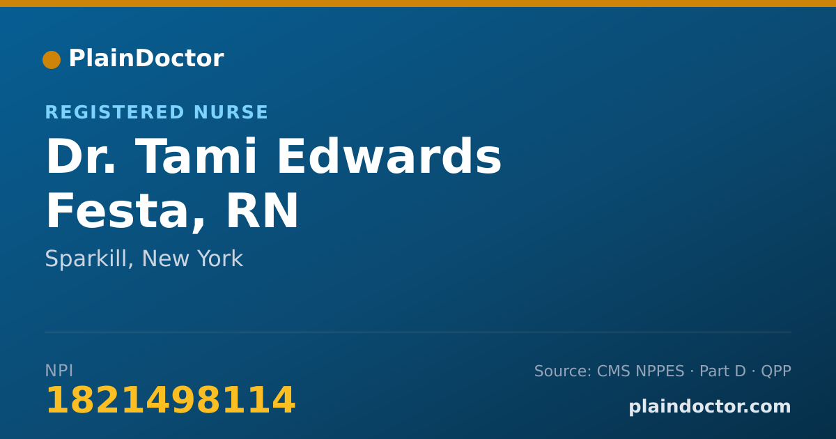Shareable card for Tami Edwards Festa, RN - Registered Nurse, Sparkill, NY