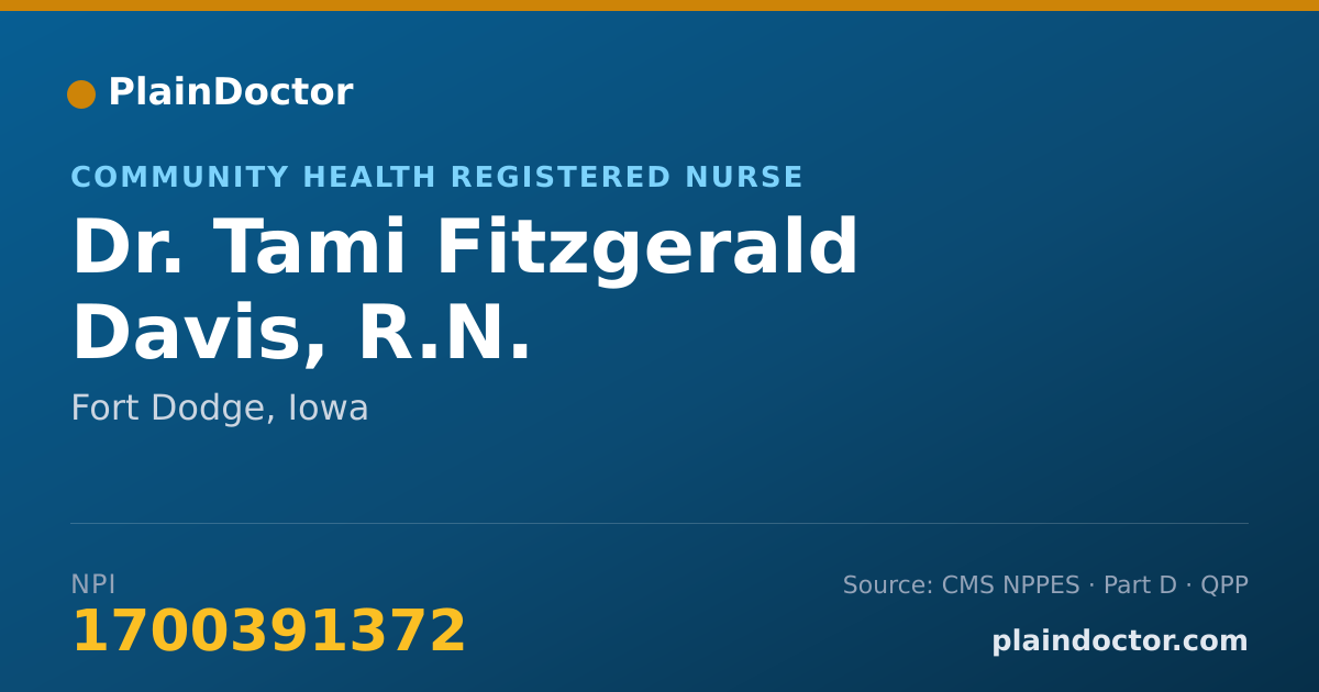 Shareable card for Tami Fitzgerald Davis, R.N. - Community Health Registered Nurse, Fort Dodge, IA