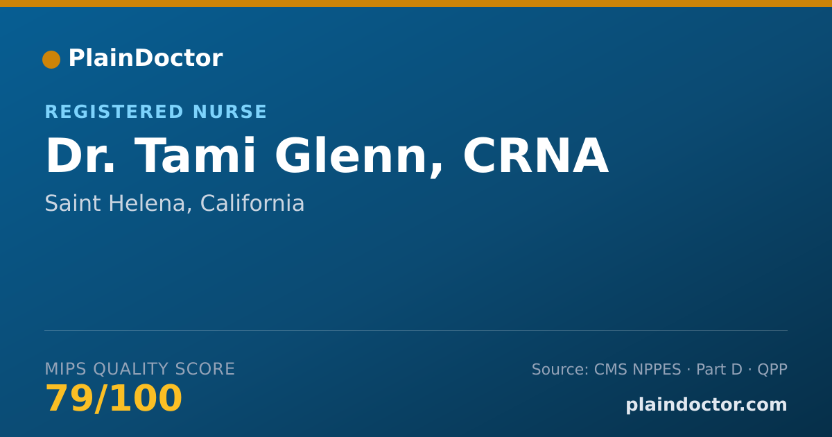 Shareable card for Tami Glenn, CRNA - Registered Nurse, Saint Helena, CA