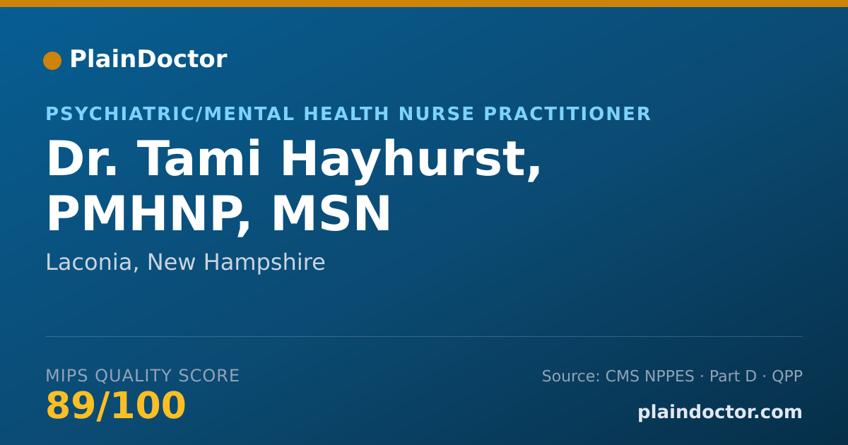 Shareable card for Tami Hayhurst, PMHNP, MSN - Psychiatric/Mental Health Nurse Practitioner, Laconia, NH