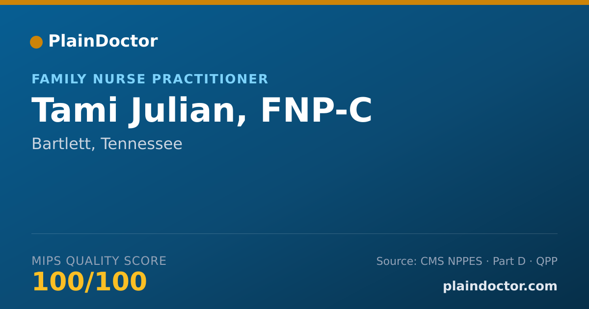 Shareable card for Tami Julian, FNP-C - Family Nurse Practitioner, Bartlett, TN