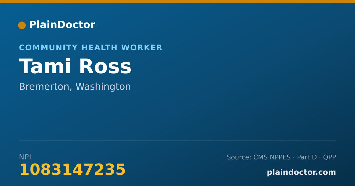 Shareable card for Tami Ross - Community Health Worker, Bremerton, WA