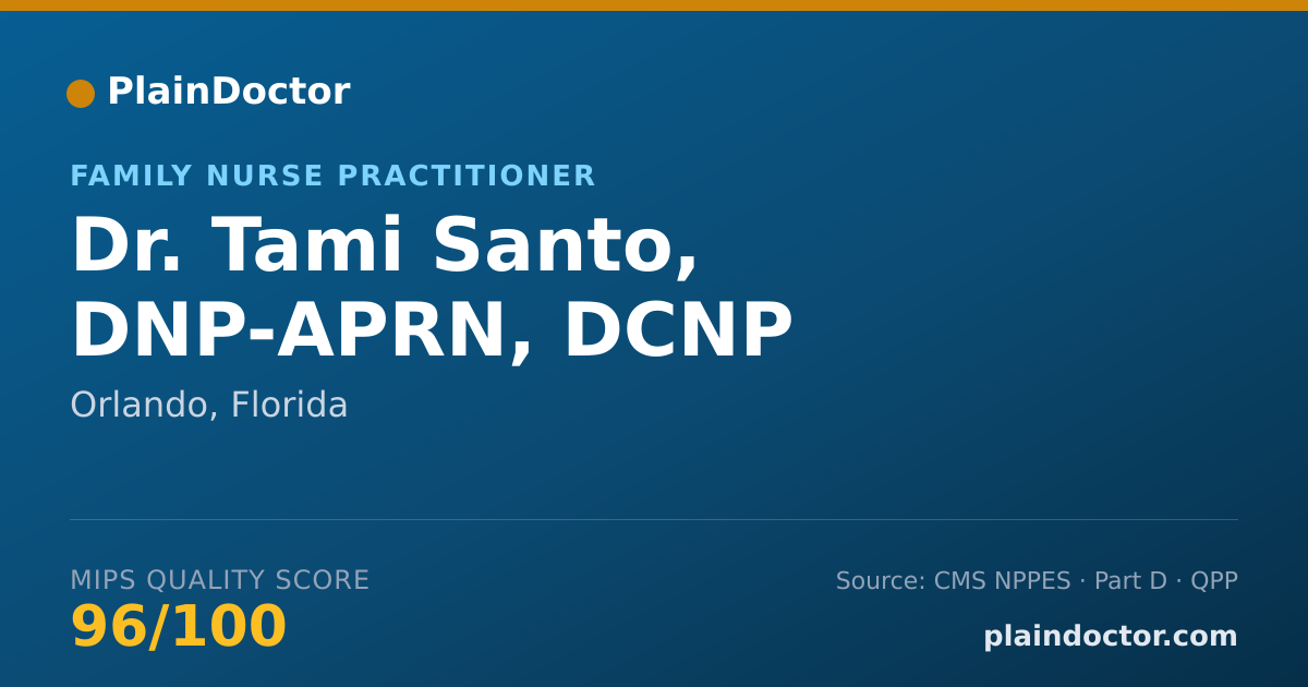 Shareable card for Tami Santo, DNP-APRN, DCNP - Family Nurse Practitioner, Orlando, FL