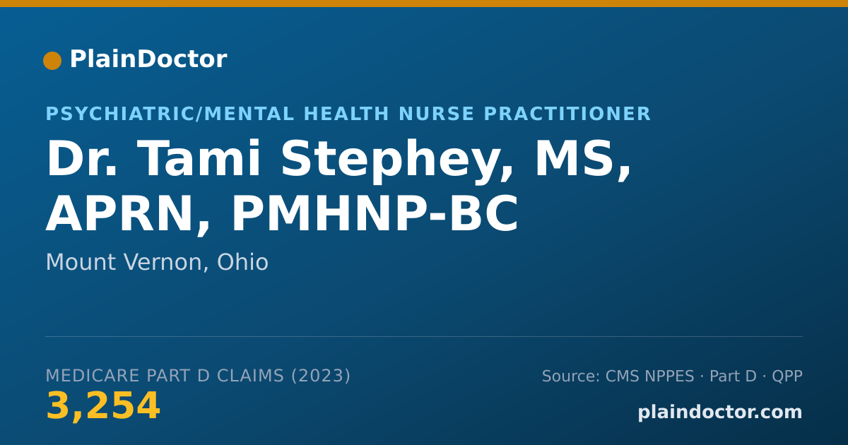 Shareable card for Tami Stephey, MS, APRN, PMHNP-BC - Psychiatric/Mental Health Nurse Practitioner, Mount Vernon, OH