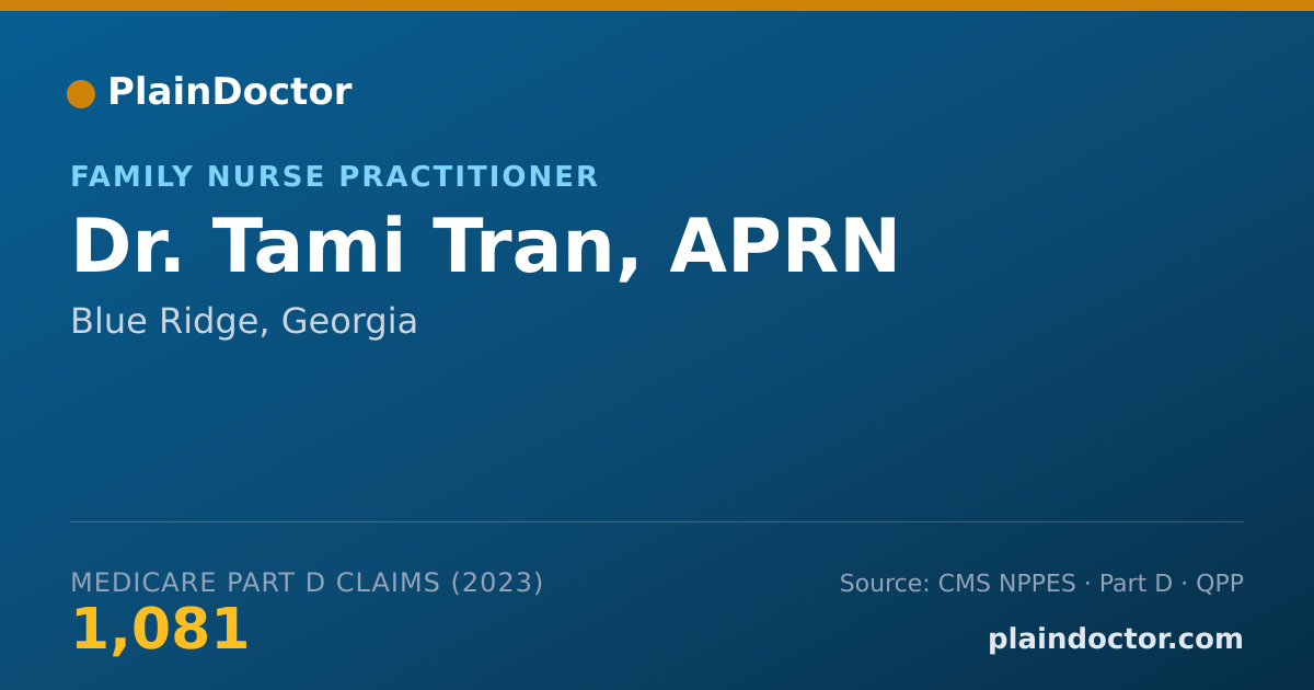 Shareable card for Tami Tran, APRN - Family Nurse Practitioner, Blue Ridge, GA