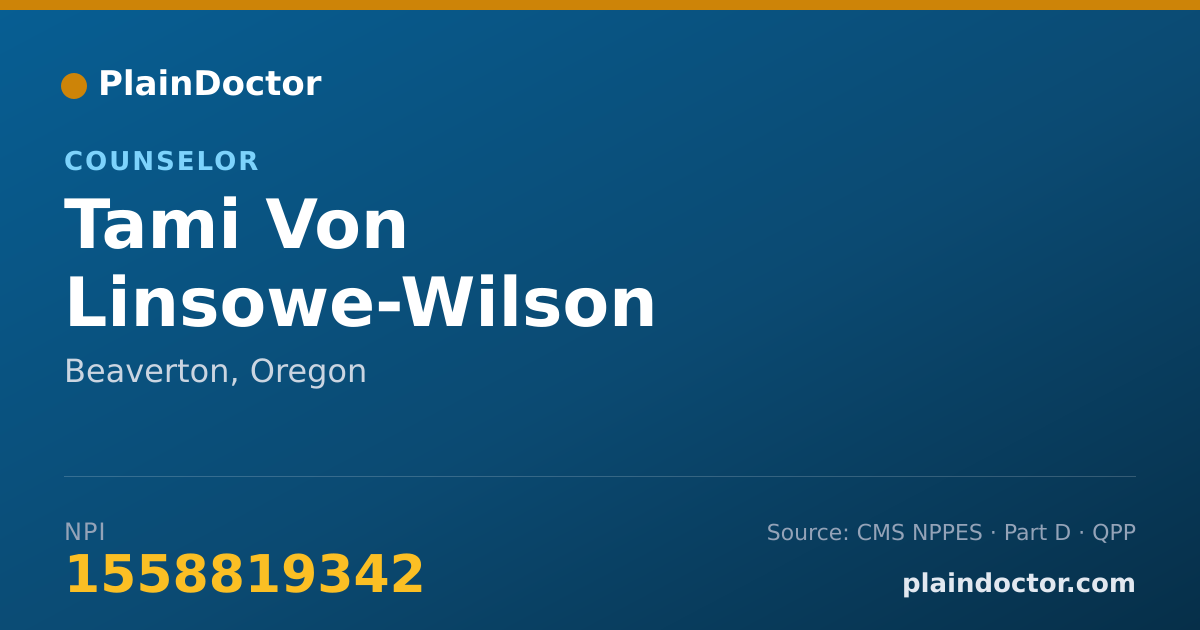 Shareable card for Tami Von Linsowe-Wilson - Counselor, Beaverton, OR