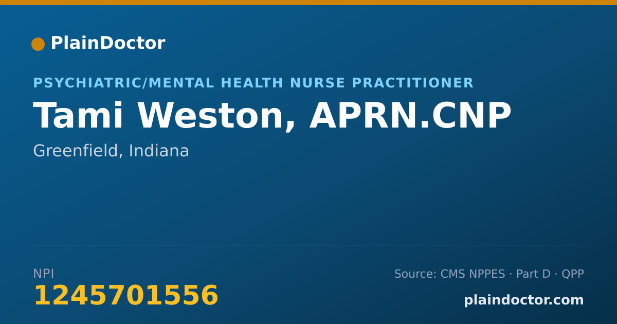 Shareable card for Tami Weston, APRN.CNP - Psychiatric/Mental Health Nurse Practitioner, Greenfield, IN