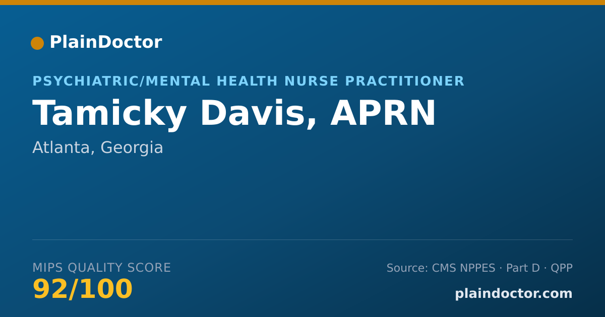 Shareable card for Tamicky Davis, APRN - Psychiatric/Mental Health Nurse Practitioner, Atlanta, GA