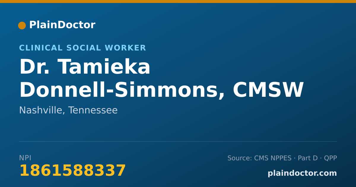 Shareable card for Tamieka Donnell-Simmons, CMSW - Clinical Social Worker, Nashville, TN