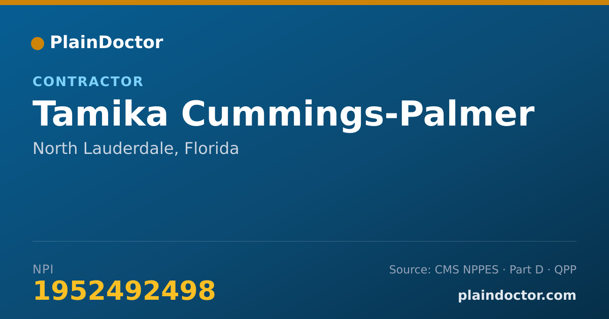 Shareable card for Tamika Cummings-Palmer - Contractor, North Lauderdale, FL