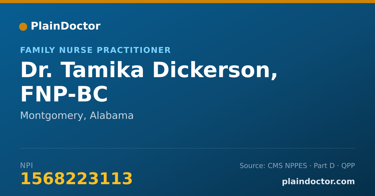 Shareable card for Tamika Dickerson, FNP-BC - Family Nurse Practitioner, Montgomery, AL