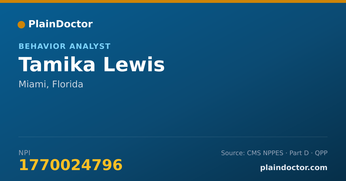 Shareable card for Tamika Lewis - Behavior Analyst, Miami, FL