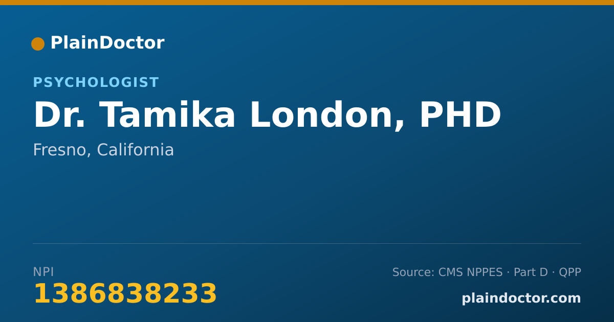 Shareable card for Tamika London, PHD - Psychologist, Fresno, CA